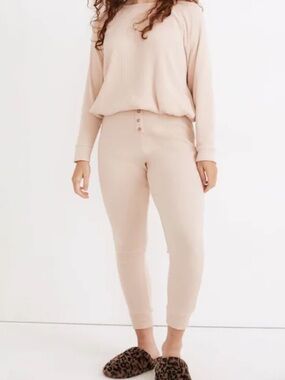 Madewell Ribbed High-Waist pajama Pants in Pale Blush med